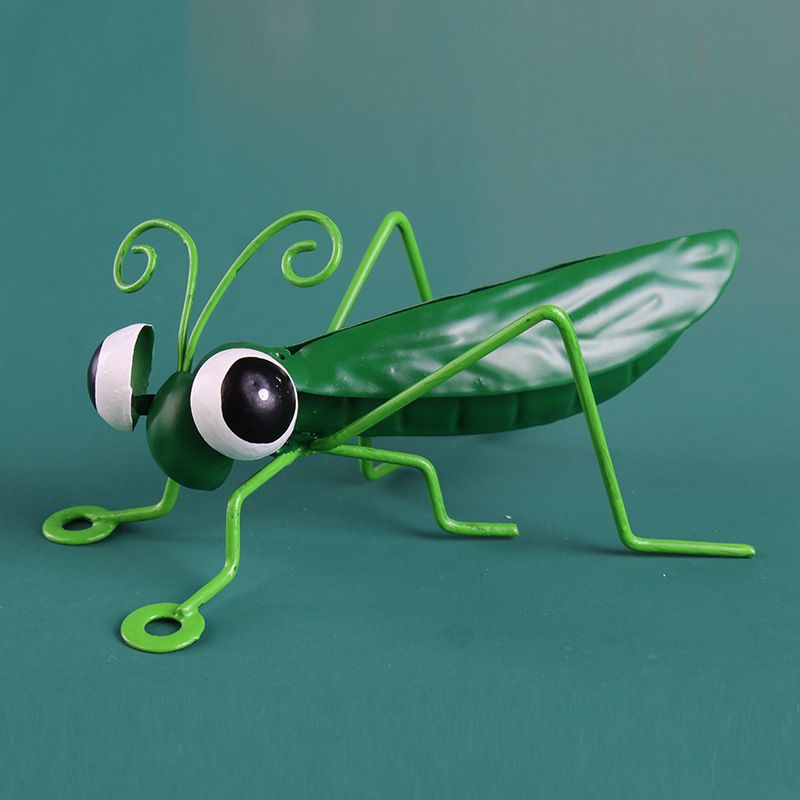 Metal Sculpture,Grasshopper Colorful Figurine,Wall Hanging Sculpture,Art for Garden Lawn Outdoor Patio Yard Decoration-Green