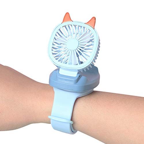 2 pcs Upgrade version USB Rechargeable Fan With Comfortable Wrist Strap Portable Mini Fan Watch Built in colorful LED