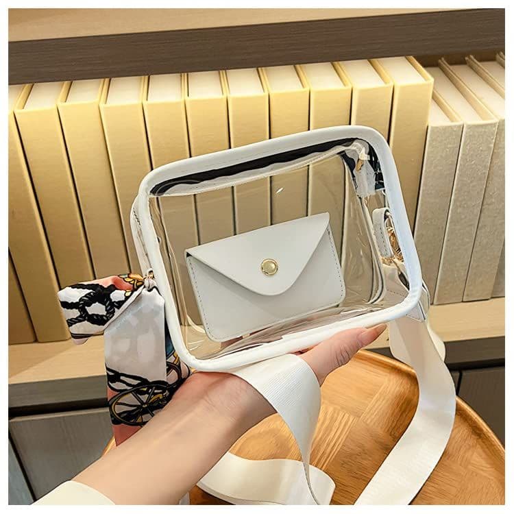 Clear Crossbody Bag Stadium Approved Clear Shoulder Purse with Adjustable Strap Wristlet Clutch for Concert Sports
