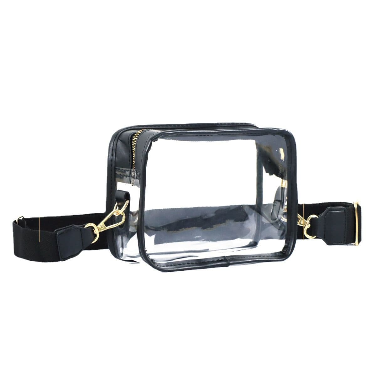 Clear PVC Crossbody Bag Stadium Approved Transparent Shoulder Phone Purse with Wide Strap for Sports Concerts