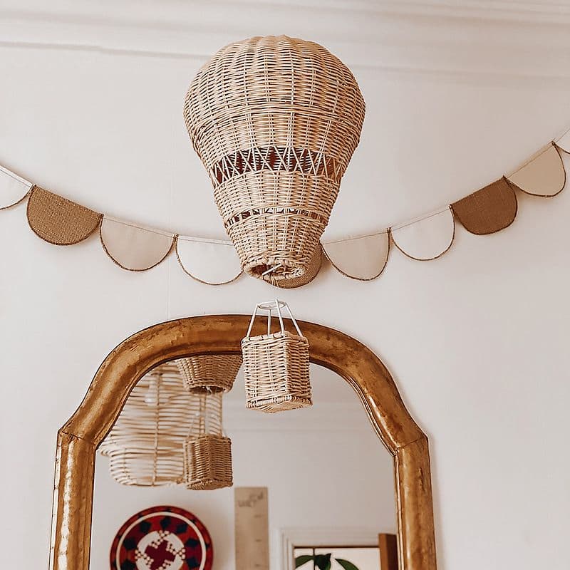 Rattan Hot Air Balloon Handmade Children's Room Decoration Nordic Style Children's Bedroom Kindergarten (Primary color light)