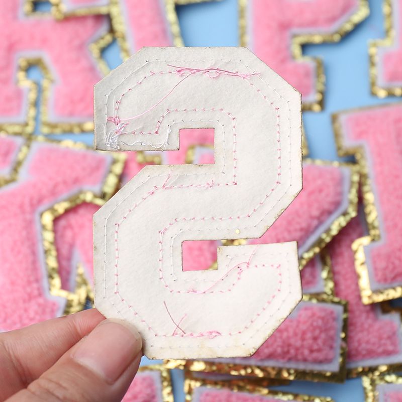 A-Z Gold Glitters & Pink Initial Patches,Adhesive Sticker Letter Patch for Team Costume Decoration Repair Patches（Pink A-Z）