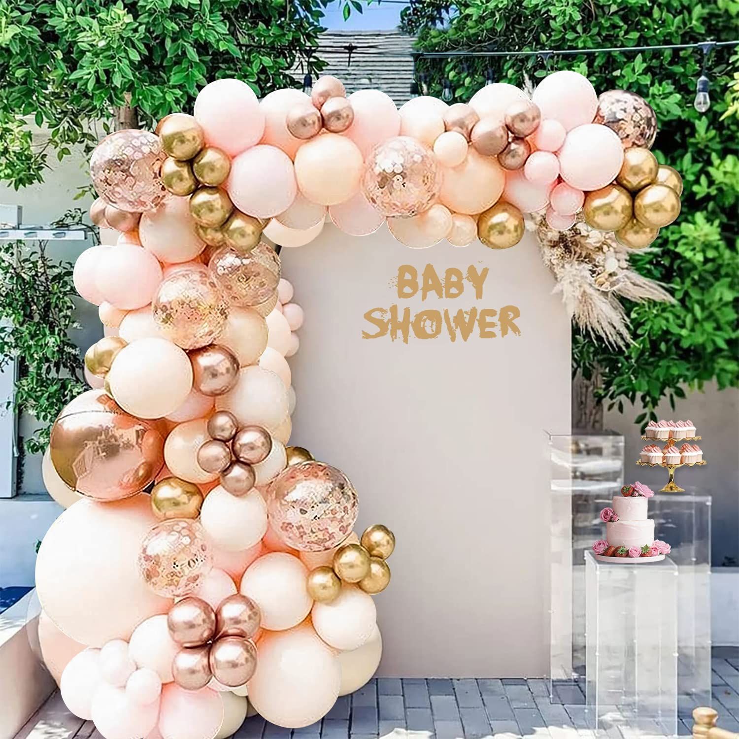 Orange Balloon Arch Kit Metallic Chrome Ballons with Globos and Rose Gold Confetti Latex Balloon Wedding Birthday Party Decor