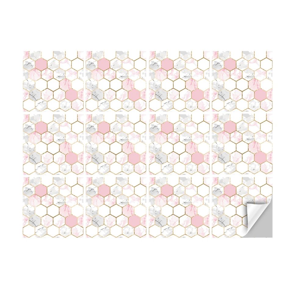 12 Pcs Peel and Stick Kitchen Backsplash Tiles Stickers, Self Adhesive Marble Floor Tiles, Wall Stickers for Bathroom Floor Home