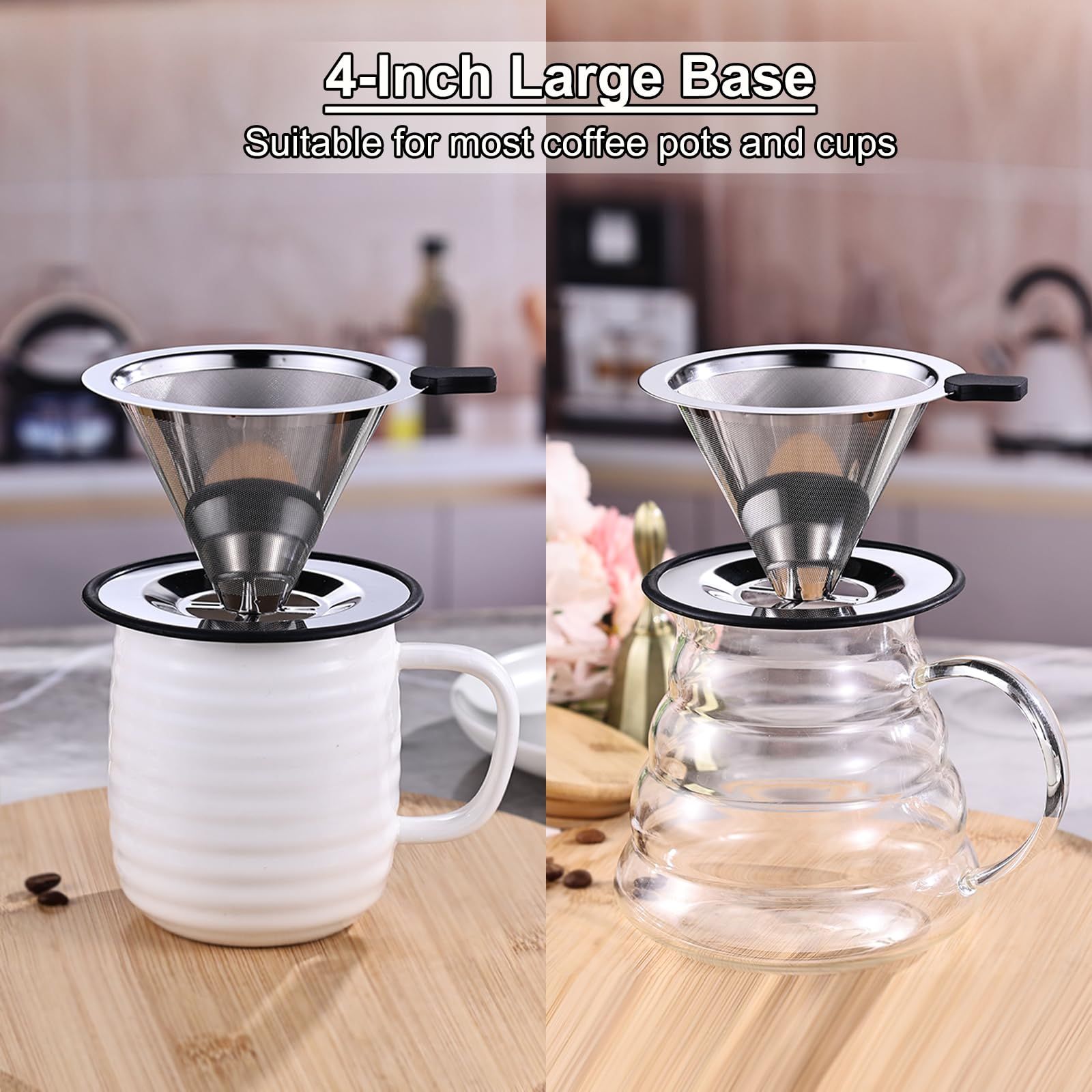 Reusable Stainless Steel Pour Over Coffee Filter Paperless Metal Coffee Strainer Single Cup Pour Over Coffee Maker Pour