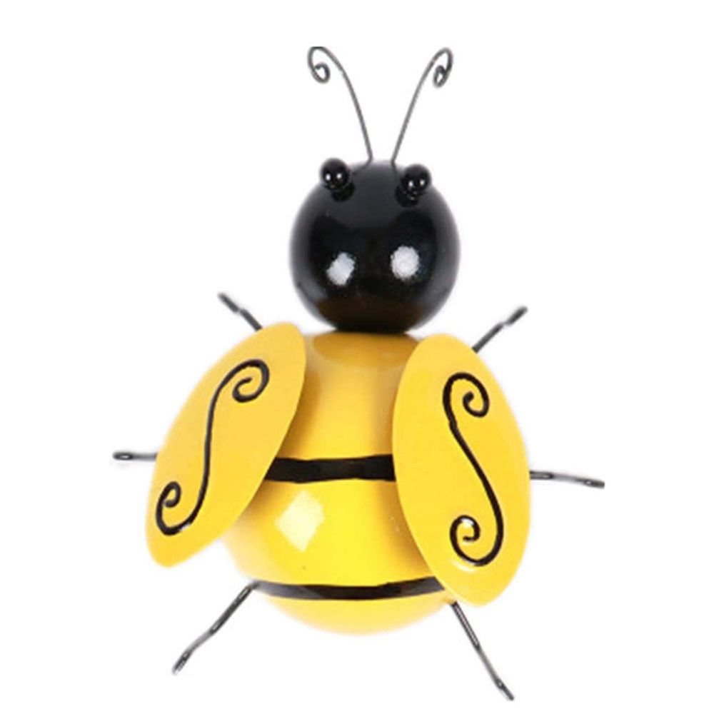 Metal Wall Art, 4 PCS Metal Bumble Wall Decor, 3D Iron Bee Art Sculpture Hanging Wall Decorations for Outdoor Home Garden