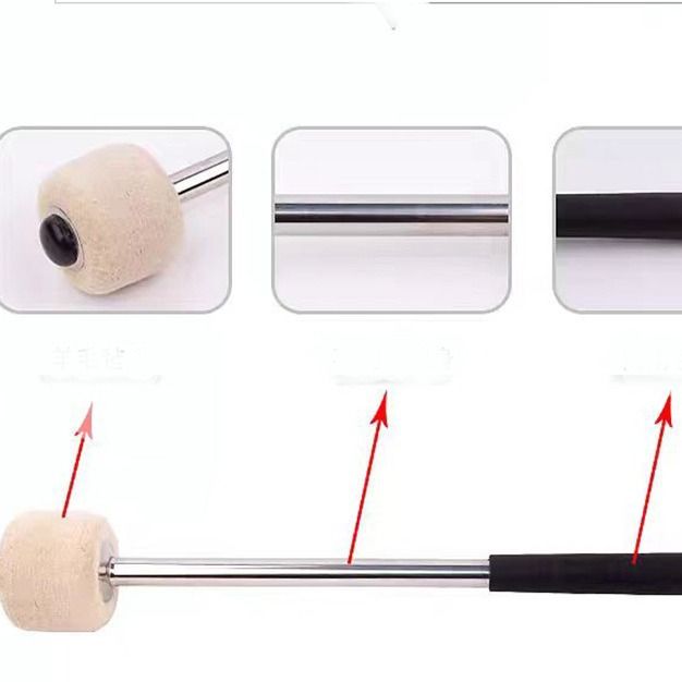 2 Pcs Bass Steel Drum Mallets,Wool Felt Drum Sticks with Stainless Steel Handle,Anti-slip Wool Drum Mallets for Drums Snare Drums