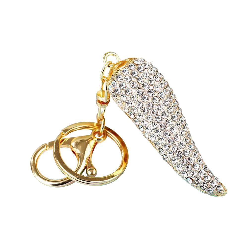 "Chili Pepper Keychain,Bling Bling Crystal Keyring Keychain Diamond Key Chain Pendants Charm Key Holder （2pcs）