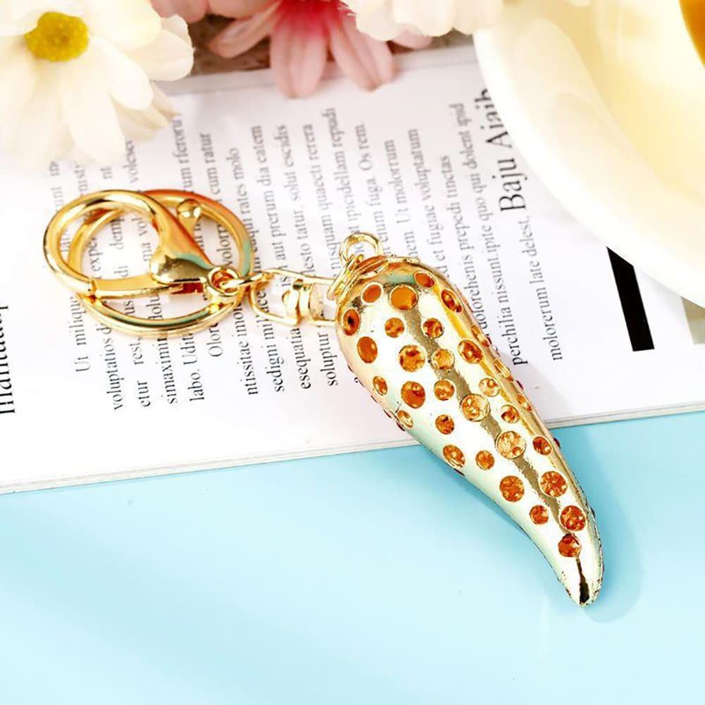 "Chili Pepper Keychain,Bling Bling Crystal Keyring Keychain Diamond Key Chain Pendants Charm Key Holder （2pcs）