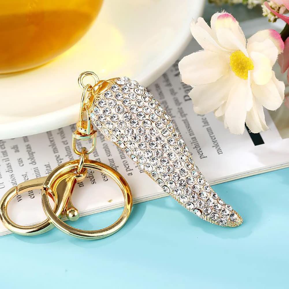 "Chili Pepper Keychain,Bling Bling Crystal Keyring Keychain Diamond Key Chain Pendants Charm Key Holder （2pcs）