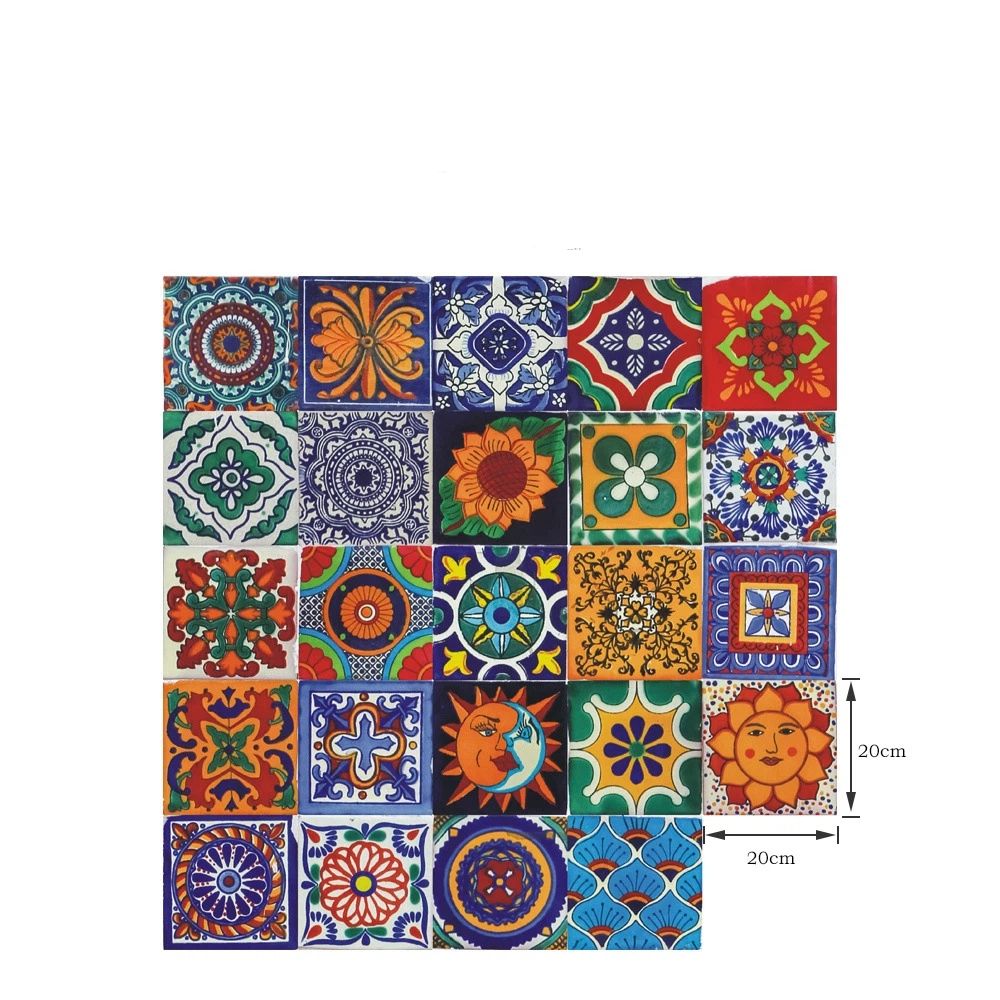 24 Pcs Tile Stickers Wall Decor Bathroom Kitchen Wall Sticker Waterproof PVC Decoration Stickers - 2D Sticker (4 x 4 Inch)