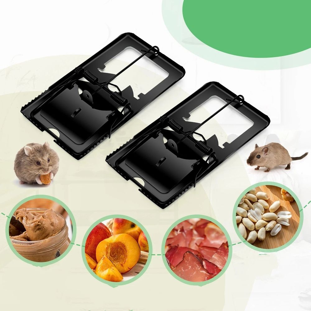 2 Pcs Classic Metal Rat Traps Reusable Rat Trap Humane Rat Traps Effective Snap Rat Trap That Work for Rat Mice Voles and Small