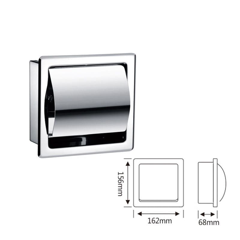 Recessed Paper Holder for Bathroom Storage, Toilet roll Holder, Stainless Steel, Polished Chrome (silvery)