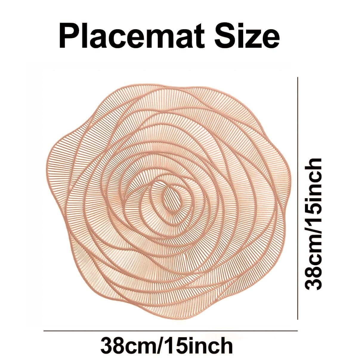 Placemats Rose Flower Pressed Vinyl Place Mats Elegant Tablemats Kitchen Table Setting for Wedding Holiday Dining