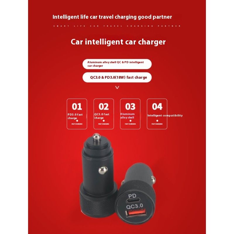 Charger Car Adapter,2Pack Super Fast Dual Port Type C Car Charger Adapter Metal Mini Cigarette Lighter USB