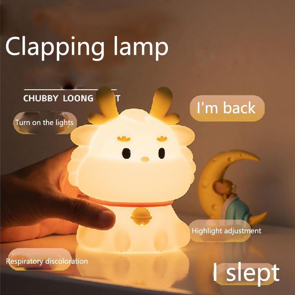 Dragon Shaped Sleeping Night Light Silicone Soft Table Lamp Cartoon Touch Sensor Desk Lights Bedroom Nursing lamp Children's Room