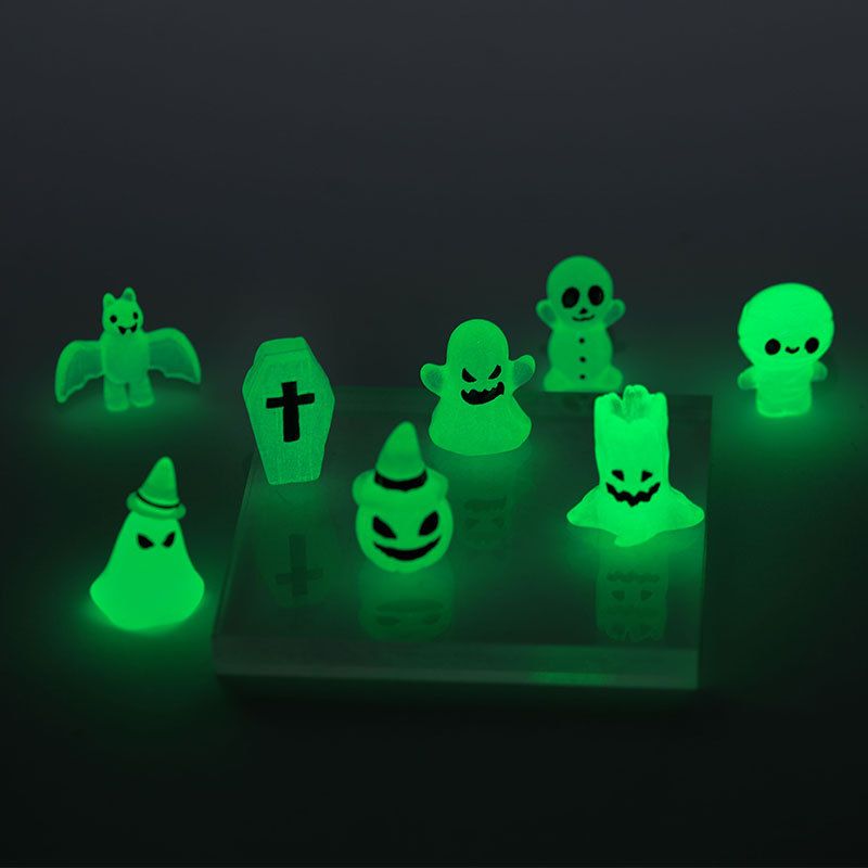 Figurine Luminous Ghost Tombstone Pumpkin Skull Ghost Halloween Decor Fairy Figurine Statue Garden Decorations Party 8pcs