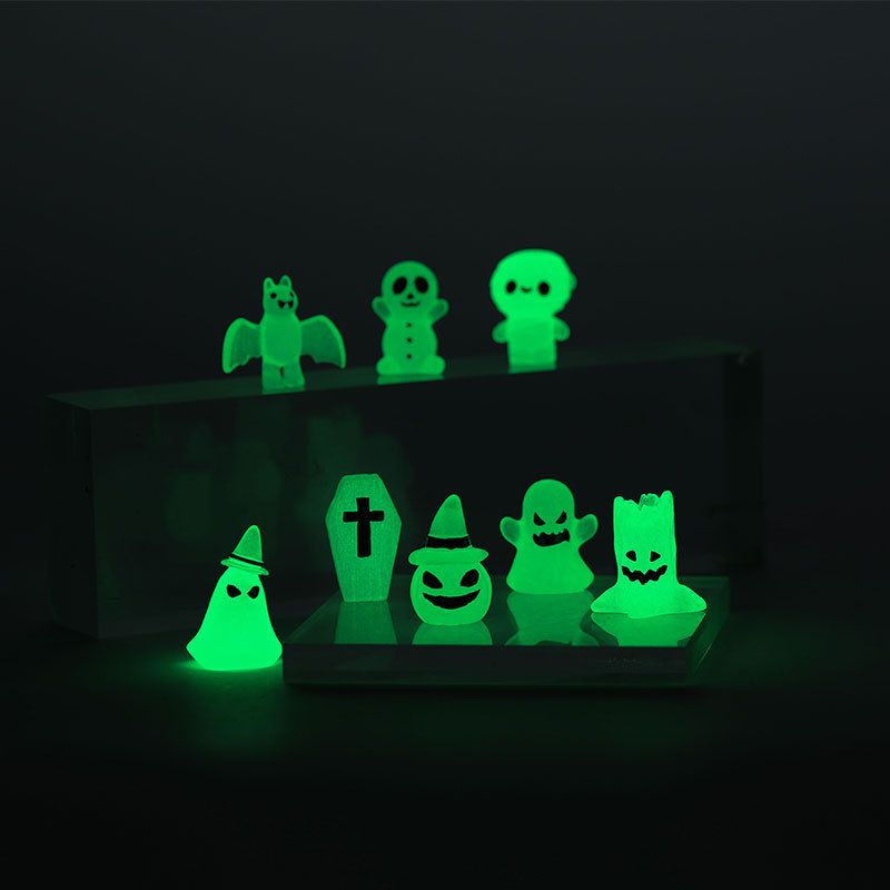 Figurine Luminous Ghost Tombstone Pumpkin Skull Ghost Halloween Decor Fairy Figurine Statue Garden Decorations Party 8pcs