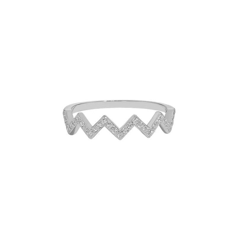 Round Cut White Natural Diamond Engagement Band Ring For Women In Over Silver Jewelry Classic Wave Full Couple Ring