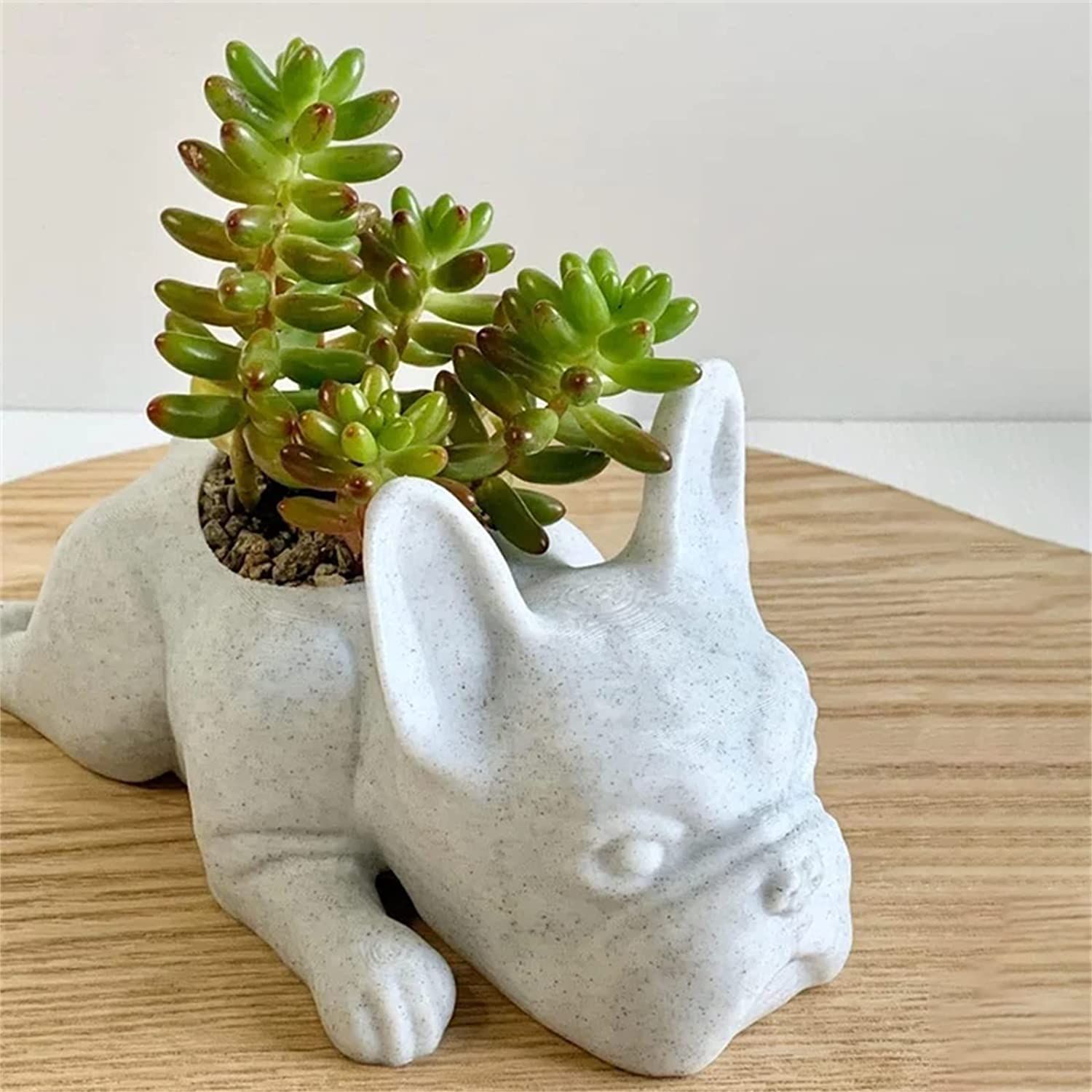 Succulent Planter Pots, Bulldog Shape Resin Succulent Planter Desktop Plant Pot Bonsai for Home Garden Office Tabletop Decor