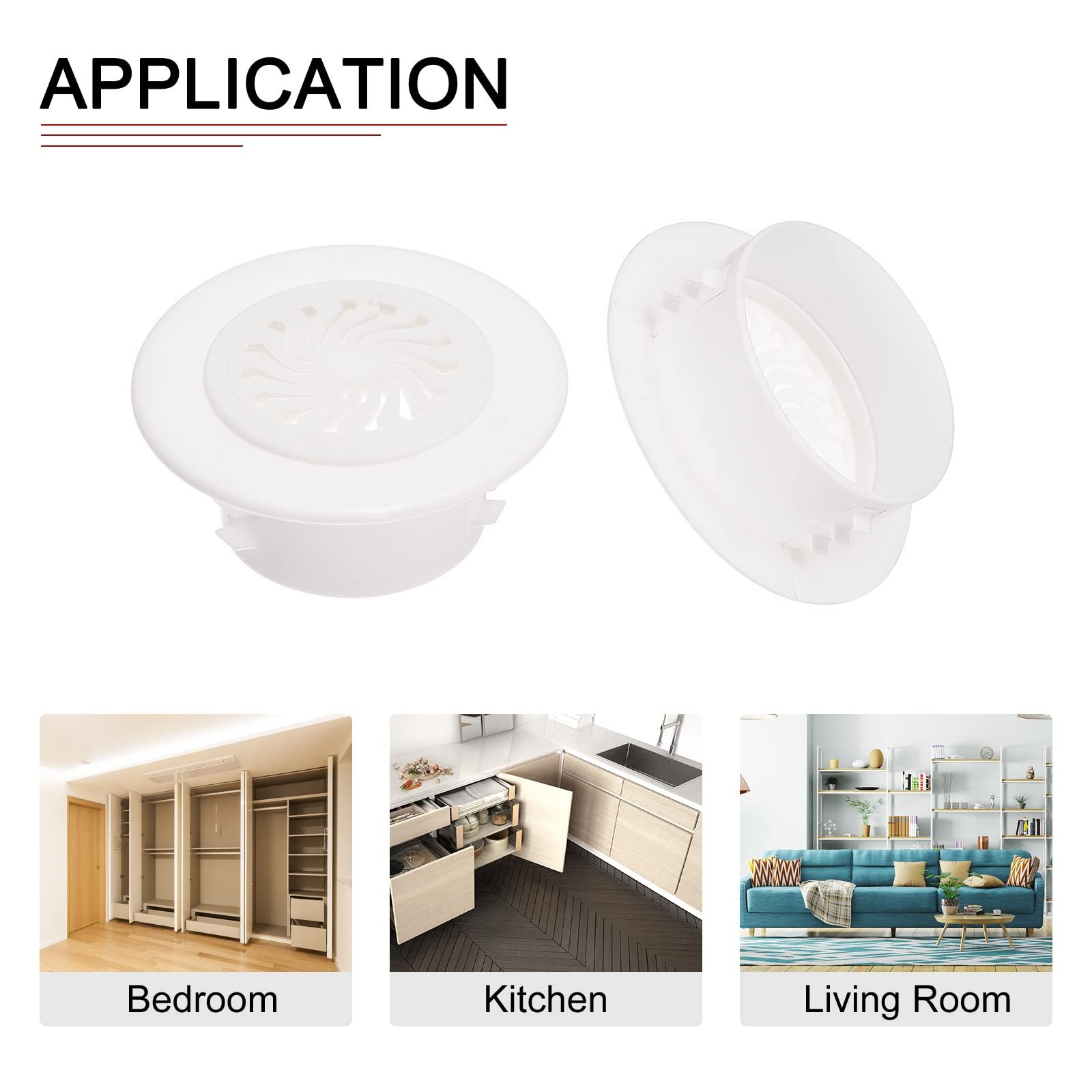 Round Vent Cover - 2Pack - Good for Bedroom Bathroom 2"-2.3" Dia Vent Hole - ABS Plastic Adjustable Air Vent Cover - White 2pcs