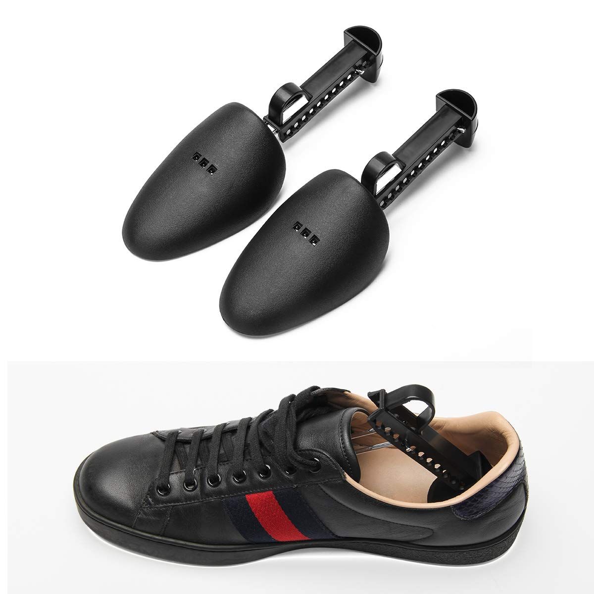 Practical Adjustable Length Men Shoe Tree Stretcher Holder Boot inserts shape holders (Men Black a pair)