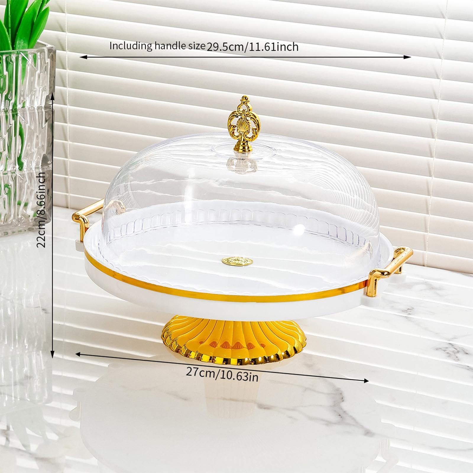 Cake Stand with Dome Cover, Curved Footed Covered Cake Stand Dessert Cake Plate, Dessert Snack Serving Platter