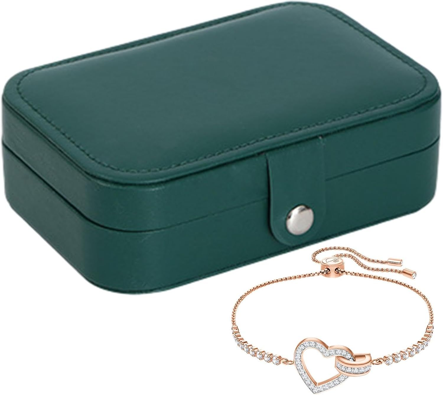 Jewelry Storage Organizer, Double LayerJewelry Display Storage Box, Portable PU Leather Jewelry Box, Multi-Grid Travel Jewelry