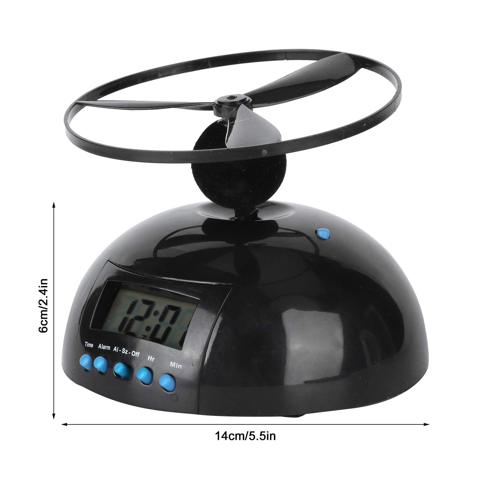 Alarm Clock Flying Mini Round Propeller Alarm Clock LCD Display Desktop Alarm Clock Digital Clock Run Away Rolling Helicopter