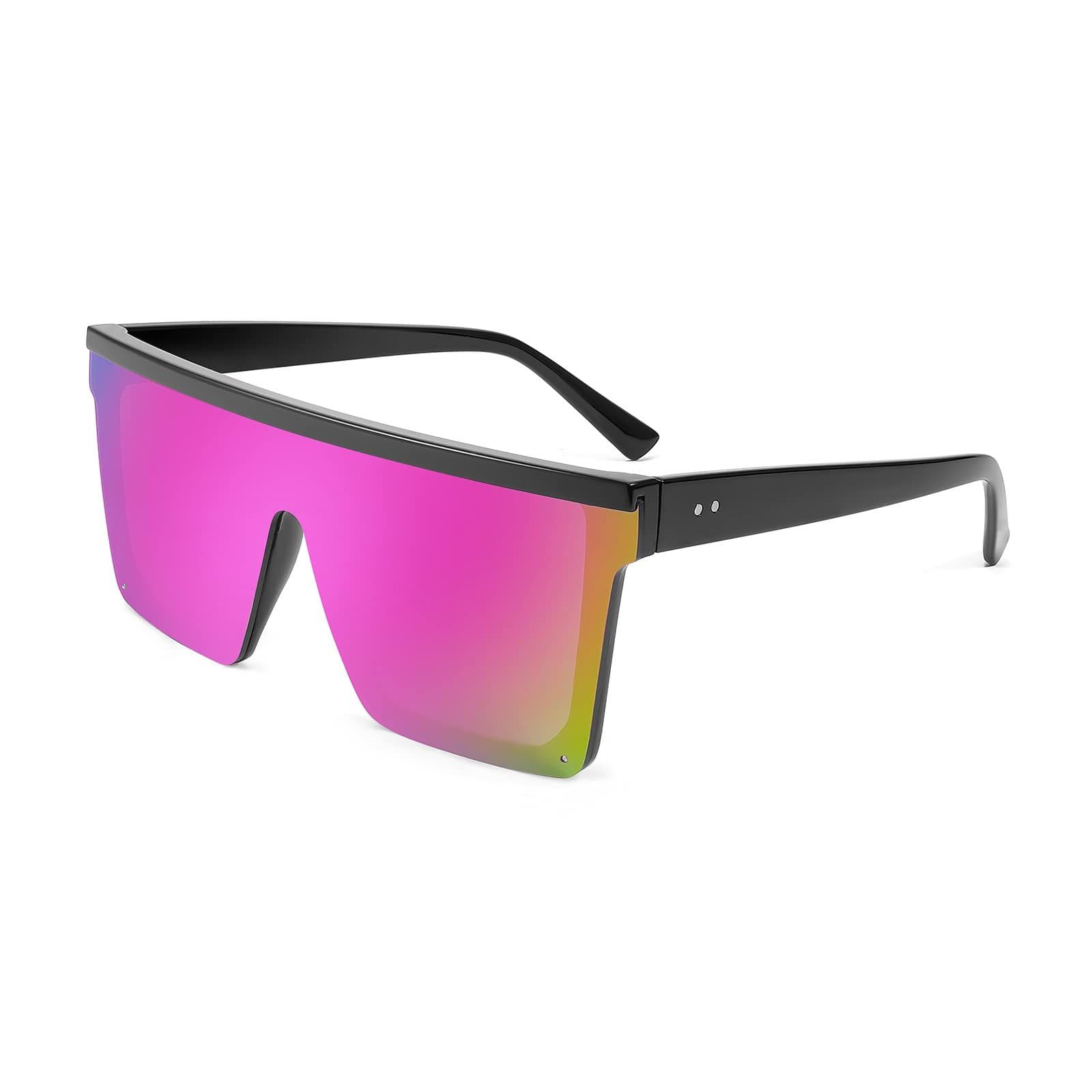 Flat Top Shield Sunglasses Square Mirror Rimless Glasses for Women Men Perfect All Around Skin Friendly Material
