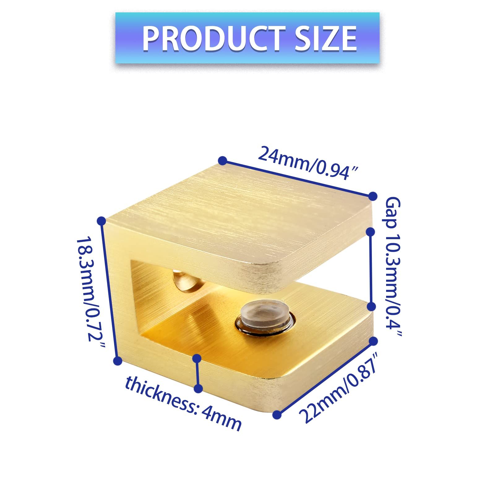 4pcs Shower Shelf Clips Glass U Clamp Shelf Adjustable Support Bracket No Drill on Glass Clips Shelf Hardware