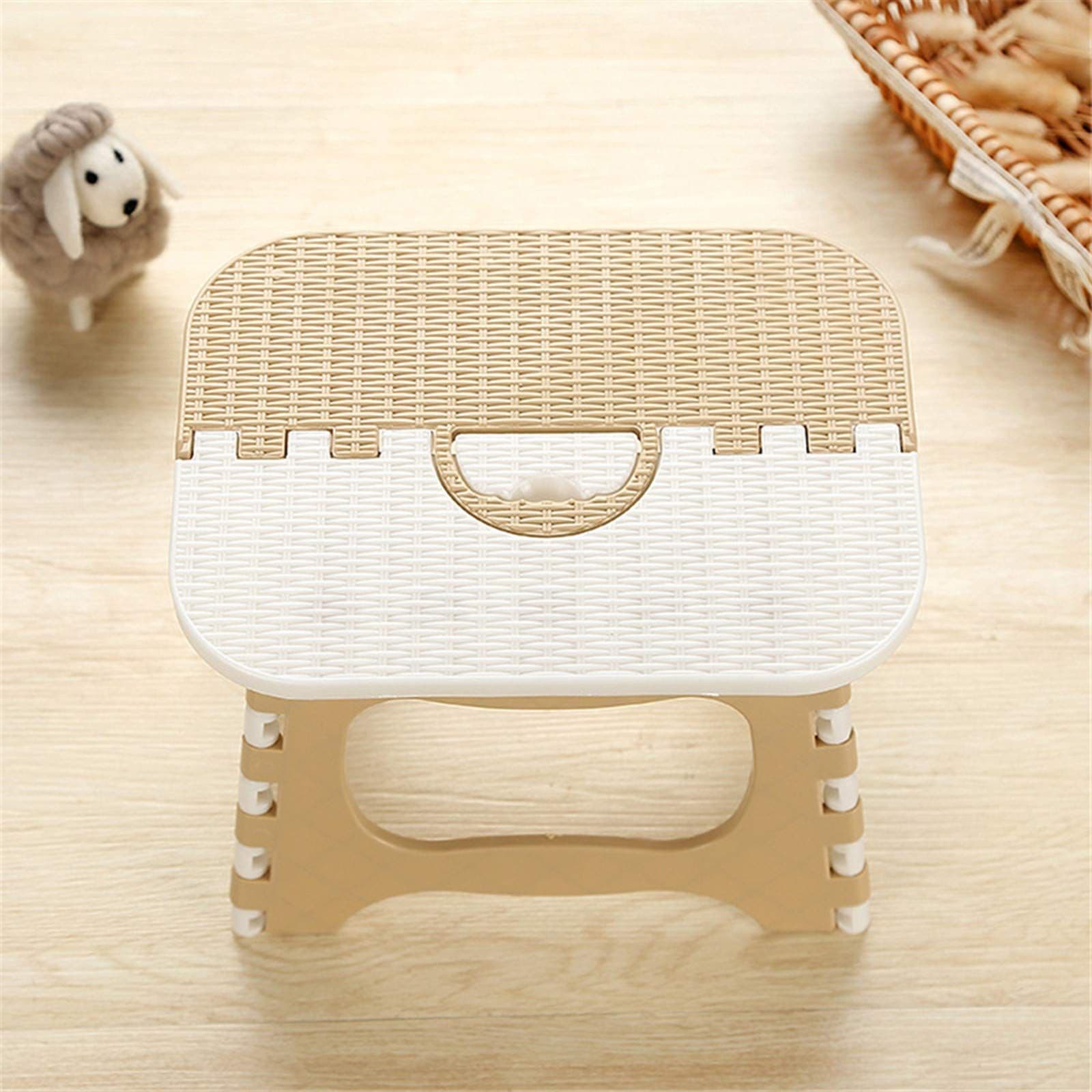 Foldable Step Stool Portable Plastic Stool for Kids and Adults Compact Size 25.7x19.5x19.5cm Available in Pink Blue Green Beige 2 Piece