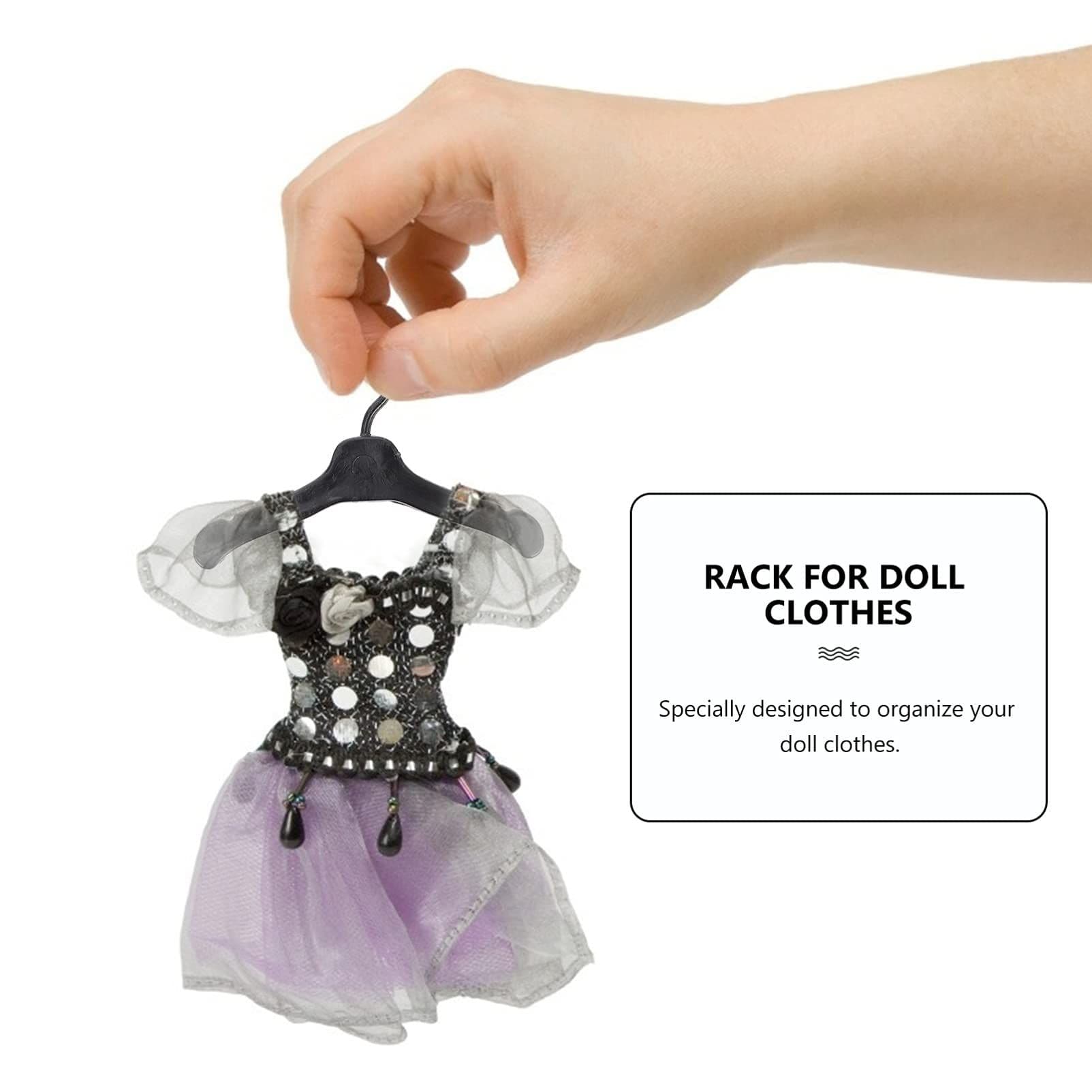 Miniature Doll Closet Hanger 50 Piece Plastic Organizing Hangers for Doll Clothes Lightweight Durable