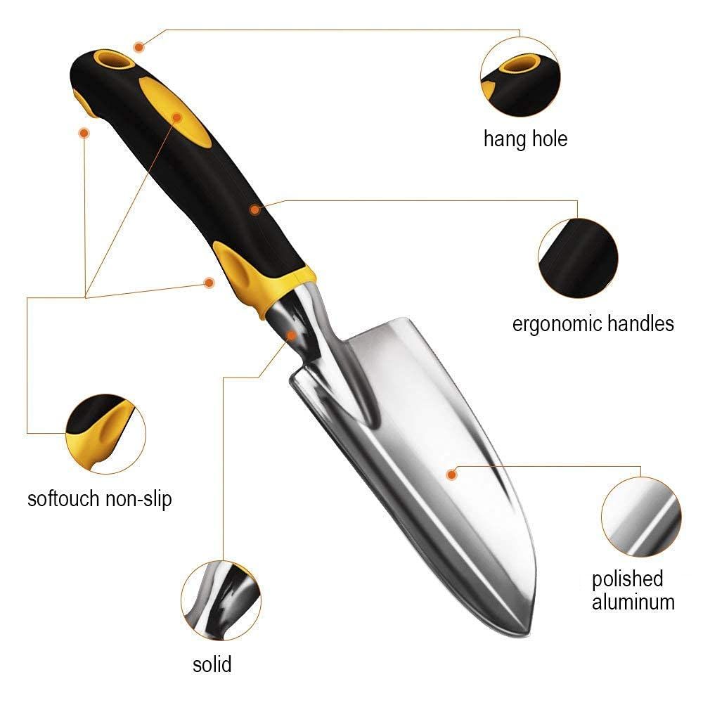 Garden shovel Trowel & Hand Shovel Soft Rubberized Non-Slip Handle, use for Transplanting, Weeding, Moving and Smoothing Digging