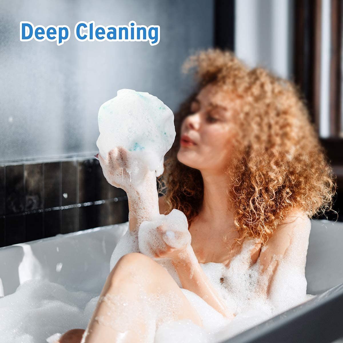 Bath Shower Loofah Sponge75g Bath Mesh Pouf Shower Ball Body Scrubber Exfoliating Bath Sponge for Women and Men, Set of 4, Flower
