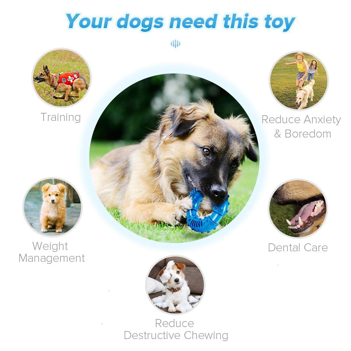 Dog Chew Toys for Aggressive Chewers Large Breed, Non-Toxic Natural Rubber Indestructible Dog Toys, Tough Durable Puppy Chew