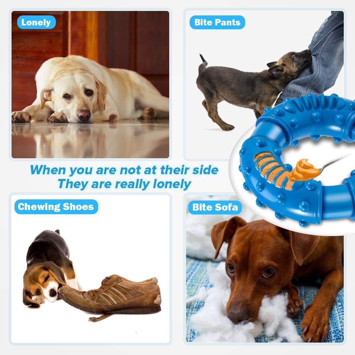 Dog Chew Toys for Aggressive Chewers Large Breed, Non-Toxic Natural Rubber Indestructible Dog Toys, Tough Durable Puppy Chew