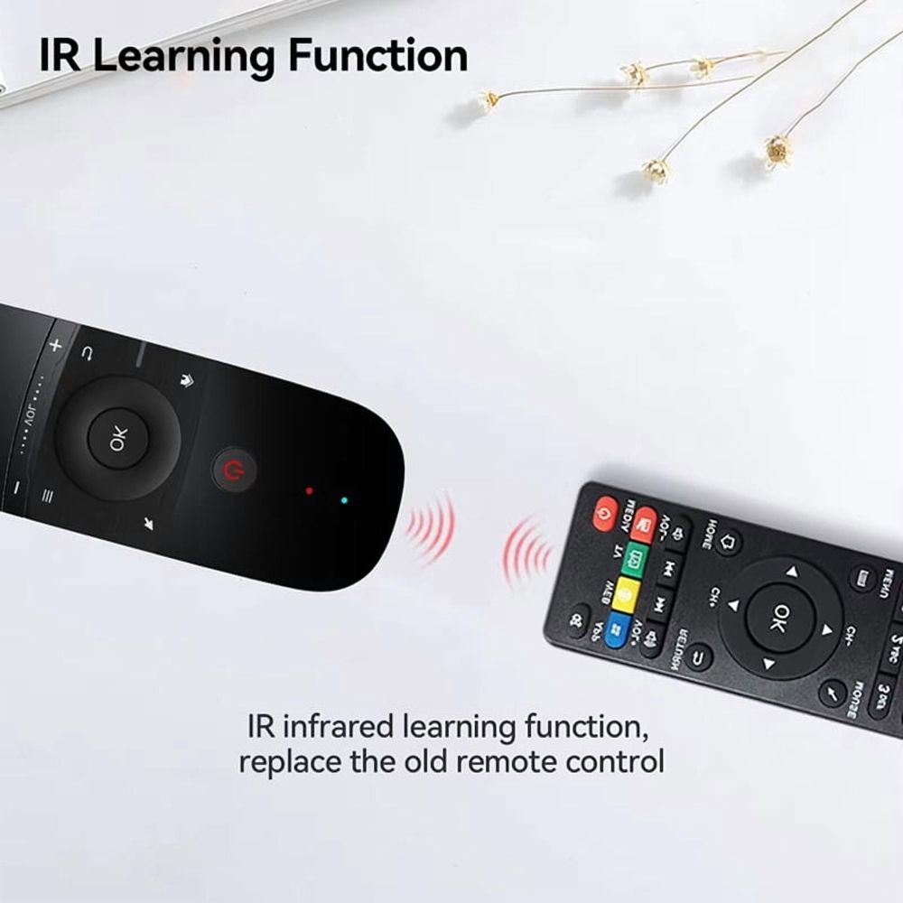 W1 Air Mouse 2.4G Wireless Keyboard Remote Control IR Remote Learning 6- Motion Sense for Smart TV Android PC