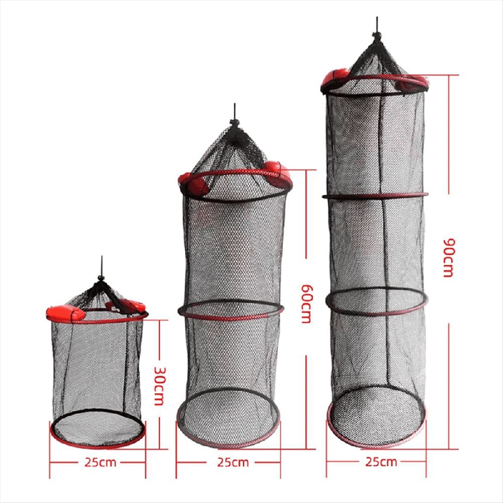 Floating Fishing Basket Foldable Floating Fish Basket Portable Mesh Fish Bucket Storage Bag Floating Woven Fish Basket,A