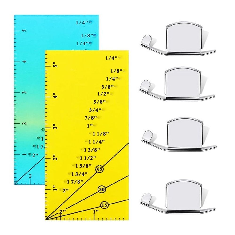 2 PCS Seam Guide Ruler with 4 Magnetic Guides,1/8in to 2in Straight Line Hems Sewing R pwm25