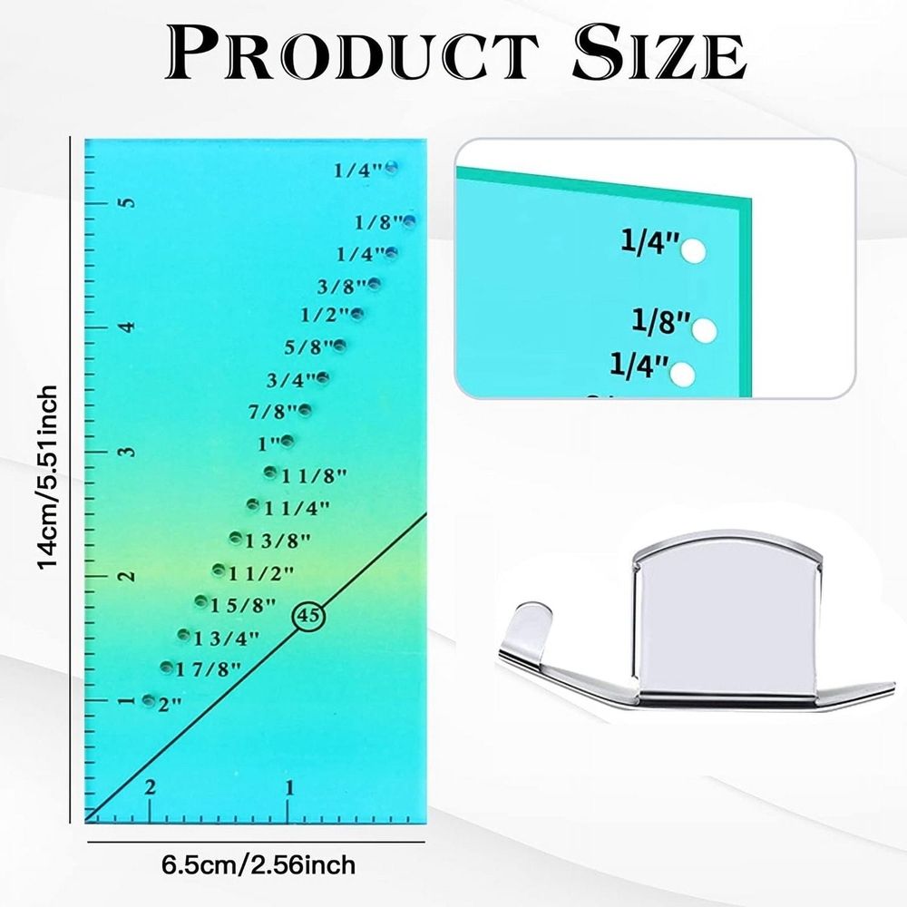 2 PCS Seam Guide Ruler with 4 Magnetic Guides,1/8in to 2in Straight Line Hems Sewing R pwm25