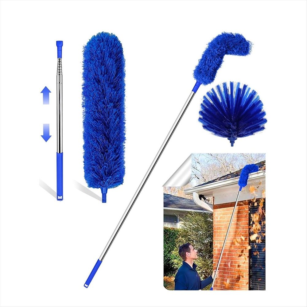 Cobweb Duster with Extension Pole, Spider Web Brush and Washable Ceiling Duster Kit, 15-100 Inch Long High Rigidity