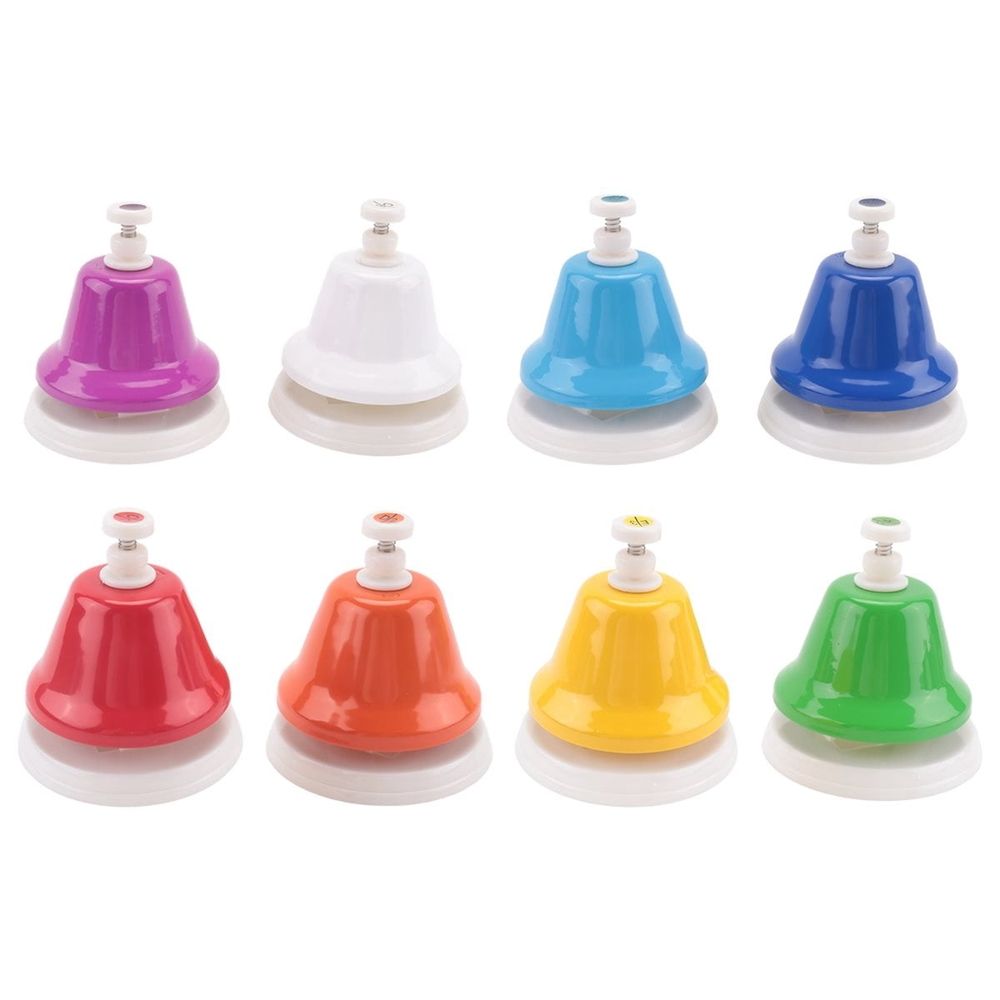 Desk Bells, 8 Notes Diatonic Metal Hand Bells, Rainbow Music Bells, Musical Learning Teaching Percussion Instrument