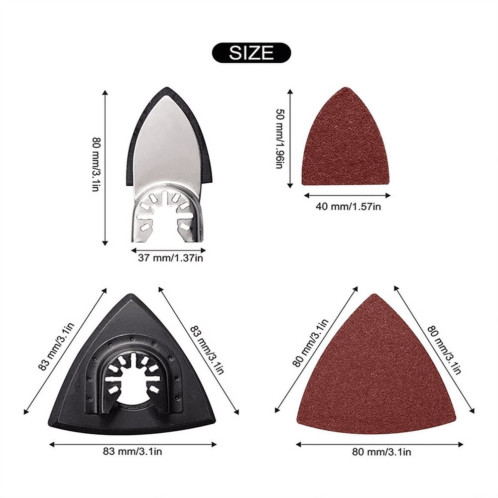 104Pcs Oscillating Tool Detail Sanding Pads, 2Pcs Triangle Sanding Pads and 2Pcs Finger Sanding Pad, 100Pcs Sandpaper