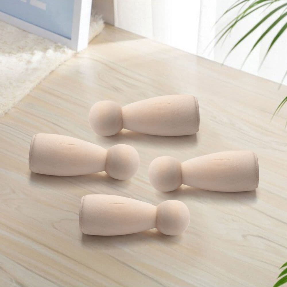 Wooden Peg Dolls Unfinished DIY Angel Tiny Doll Bodies 56 Piece Natural Wood with Hats