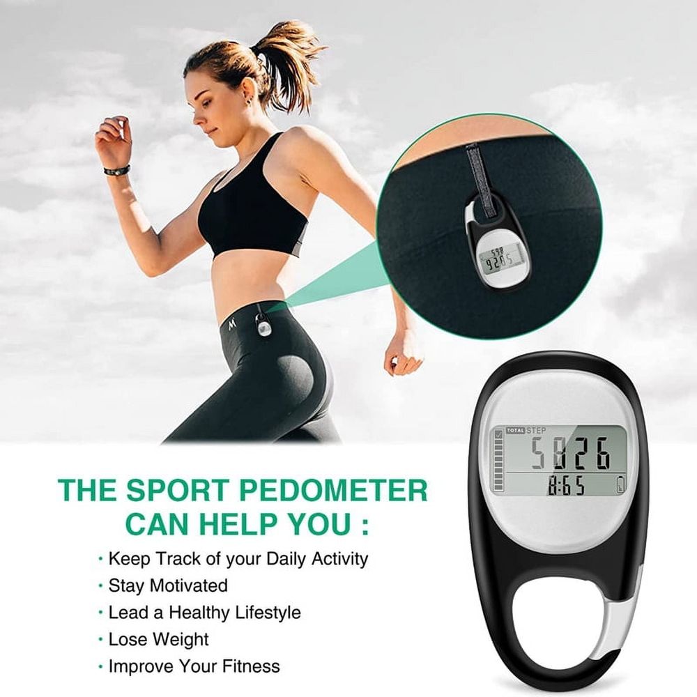 Pedometer for Walking, Portable Walking Pedometer 3D Step Counter, Simple Electronic Steps Tracker with Carabiner