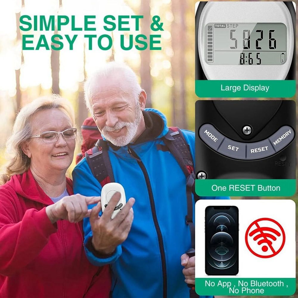 Pedometer for Walking, Portable Walking Pedometer 3D Step Counter, Simple Electronic Steps Tracker with Carabiner