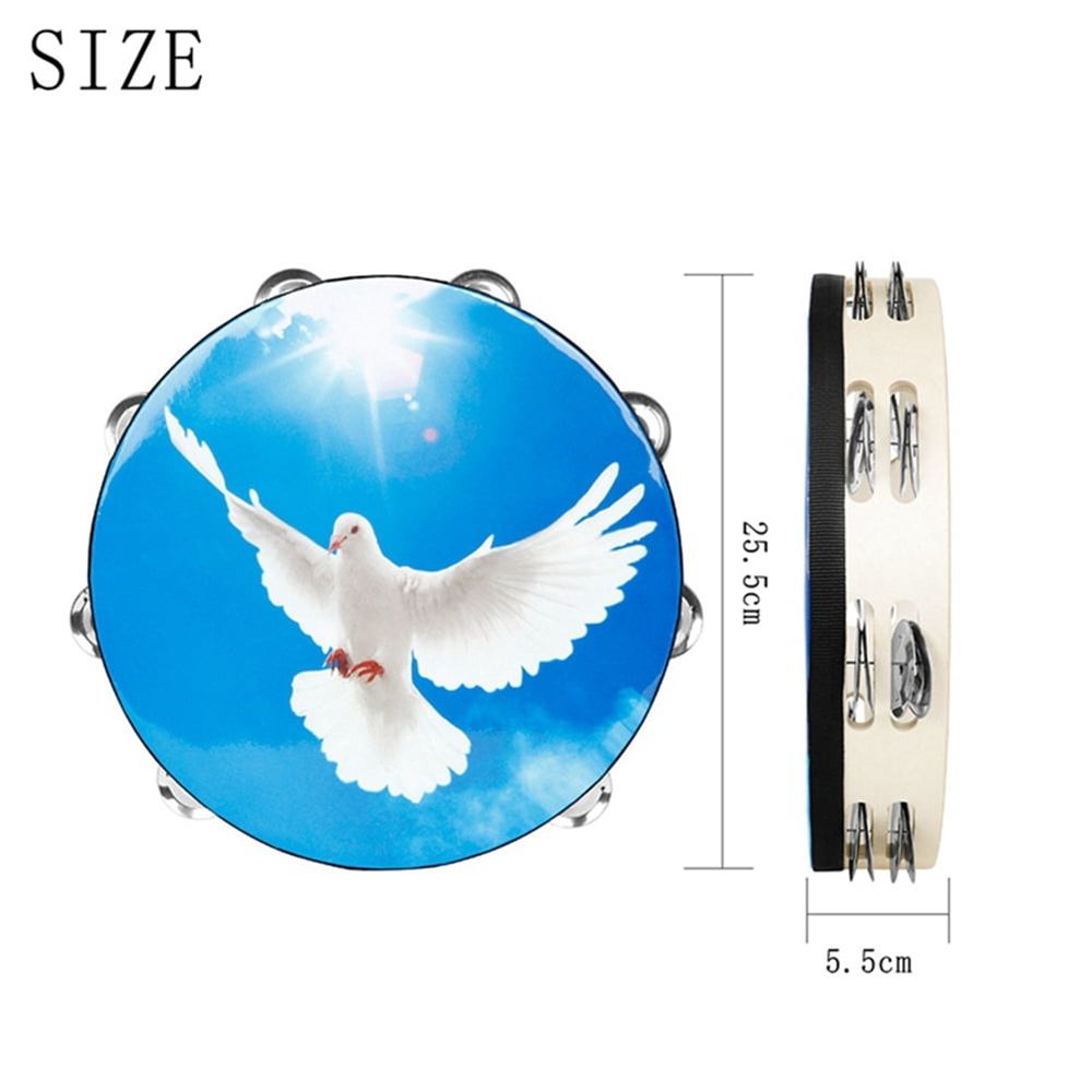 10 Inch Peace Dove Double Layer Hand Tambourine