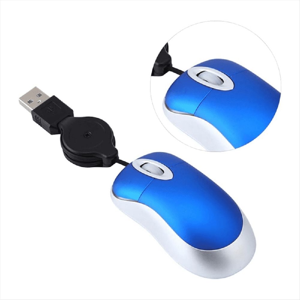 3PCS Wired Mouse Retractable Corded Mini USB Optical for Computer Laptop PC pwm25