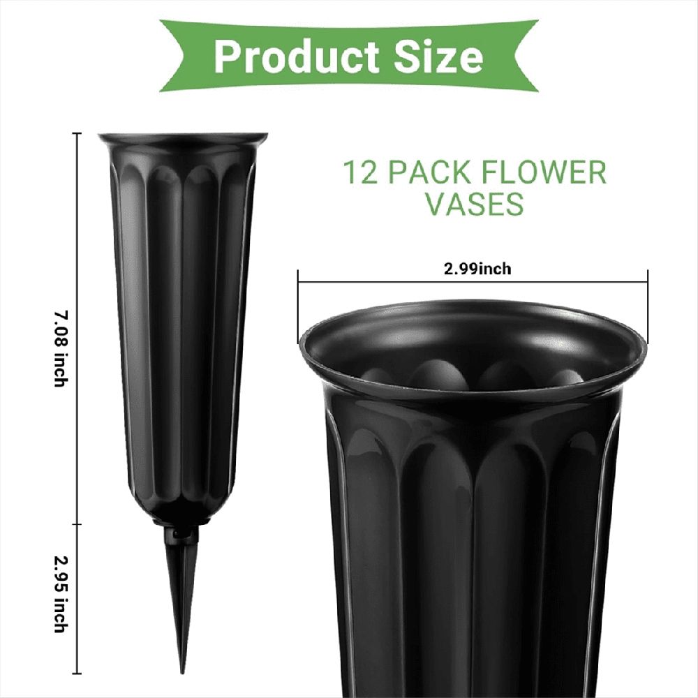 20 Pack Cemetery Vases with Spikes,Plastic Vases for Flowers,Grave Decorations for Cemetery,Memorial Floral Vases